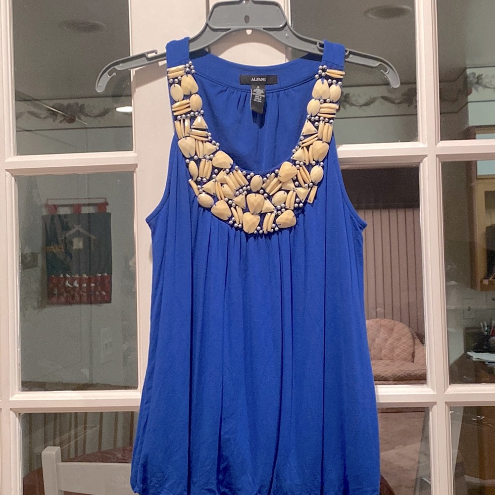 Alfani s blue beaded top